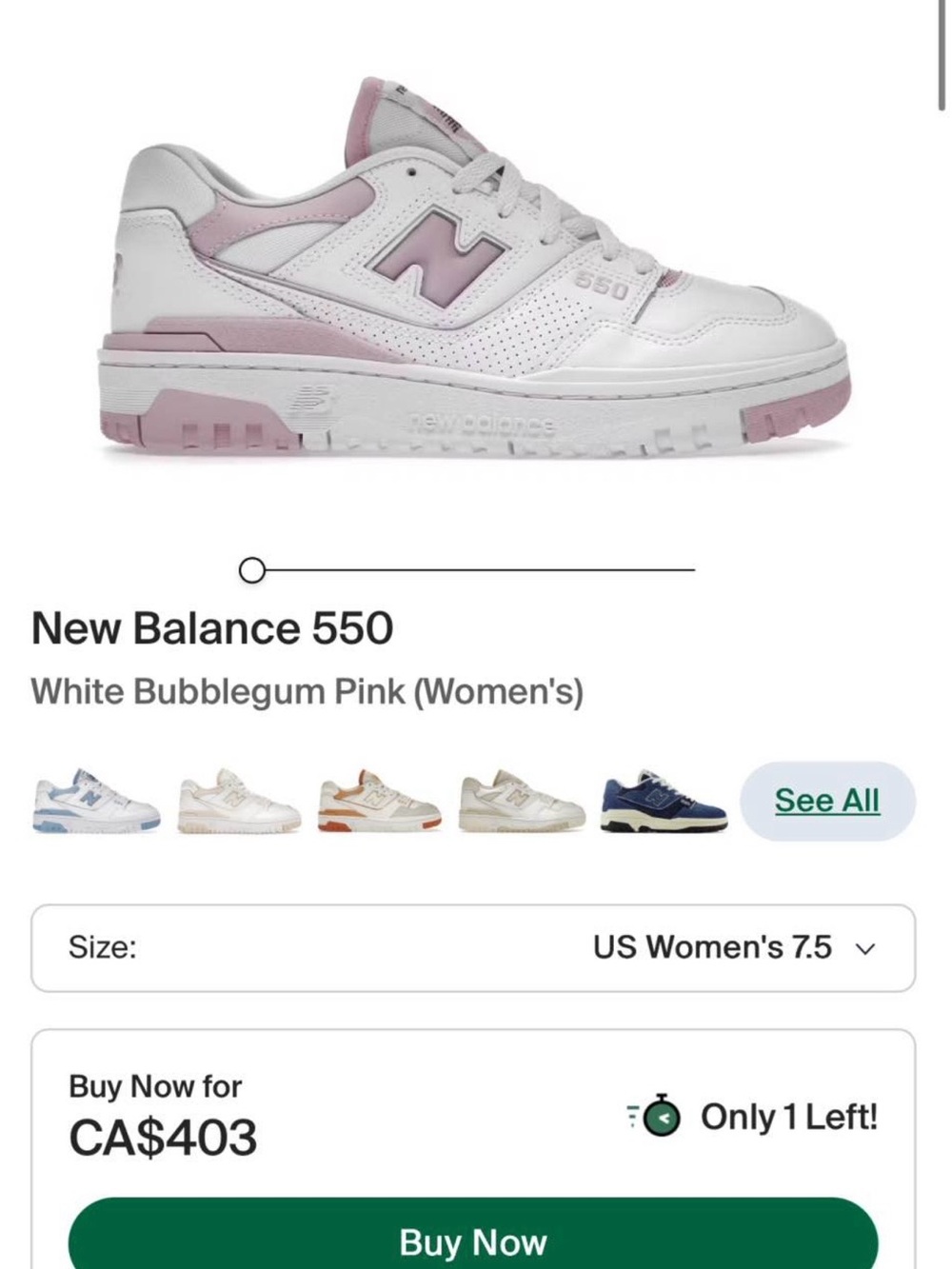 New Balance Women's 550 Sneaker - White & Pink - Picture 3 of 4